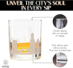Greenline Goods Skyline Etched Chicago Whiskey Glasses Gift (Set of 2) | Old Fashioned Tumbler – For Chicago Lovers - Windy City Accessories and Souvenirs - Illinois Glassware Decor