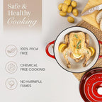 Nuovva Enamelled Cast Iron Dutch Oven Pot with Lid – 6.4 Quart Non Stick Casserole Pot – Heavy Duty & Oven Safe up to 500° F for Bread Baking, Braising, Stews, Roasting – 28cm Red