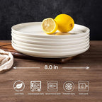 AmorArc Ceramic Plates Set of 6, 8.5 Inch Round Stoneware Salad Plates Use for Dessert, Salad, Appetizer etc,Microwave & Dishwasher & Oven Safe, Scratch Resistant Small Deep Dinner Plates