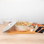 Foil Lux 8.5 Quart Pans And Lids, 10 Disposable Pots With Lids - Oven-Ready, Stove Compatible, Aluminum Foil Baking Pans, Freezable, For Outdoor Camping, Vacation, Picnic, And More - Restaurantware