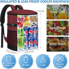 Cooler Backpack 33 Cans Backpack Coolers Insulated Leak Proof Soft Beach Cooler Bag for Men Women Ice Chest Backpack Camping Hiking Picnic Travel Cooler Lunch Backpack