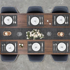 Myir JUN Placemats Set of 8, Vinyl Woven Placemats Place Mats Indoor Set of 8 Washable Table Mats Non-Slip Place mats for Dining Table (Dark Gray-Black, Set of 8)