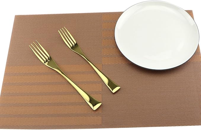 Gold 18/10 Stainless Steel Flatware Set – Stylish Set of Eating Utensils for 1 Person - Dinner Knife, Fork, Soup Spoon, Tea Spoon - Ideal Weight & Size, for Everyday Use or Holidays