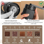 Manual Coffee Grinder - 95 Ceramic Burr, Adjustable Coarse to Fine, 30g Beans & 80ml Powder, Detachable Handle for Espresso, French Press, Camping (Black)