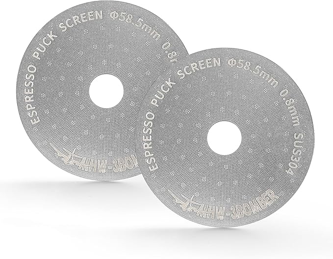 MHW-3BOMBER 58.5mm Espresso Puck Screen with Round Hole 2 Packs Metal Espresso Filter 0.8mm Thickness Coffee Filter for La Marzocco/Gaggia FG7011-OS