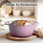 Zulay Kitchen 7.7 Quart Enameled Cast Iron Dutch Oven with Lid, Silicone Trivet & Heat Pad – Premium Durability & Oven Safe up to 500°F – Heavy Duty Cookware Perfect for Bread Baking, Stews, Braising & Roasting – Pink
