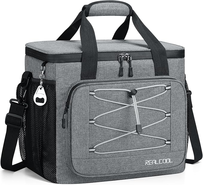 RealCool Soft Cooler Bag 35/45Can, Collapsible Cooler Insulated Leak Proof, Large Lunch Box for Men Women, Soft-Sided Cooler for Picnic, Grocery, Beach, Camping, Travel