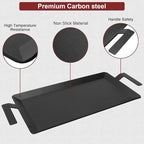 Carbon Steel Griddle - Professional Cookware Griddle Pan for Induction, Stove Top, Gas Grill, Cooktop, Electric and more, 24" x 10" NonStick Flat Top Griddle Plate Skillet, Indoor/Outdoor Use