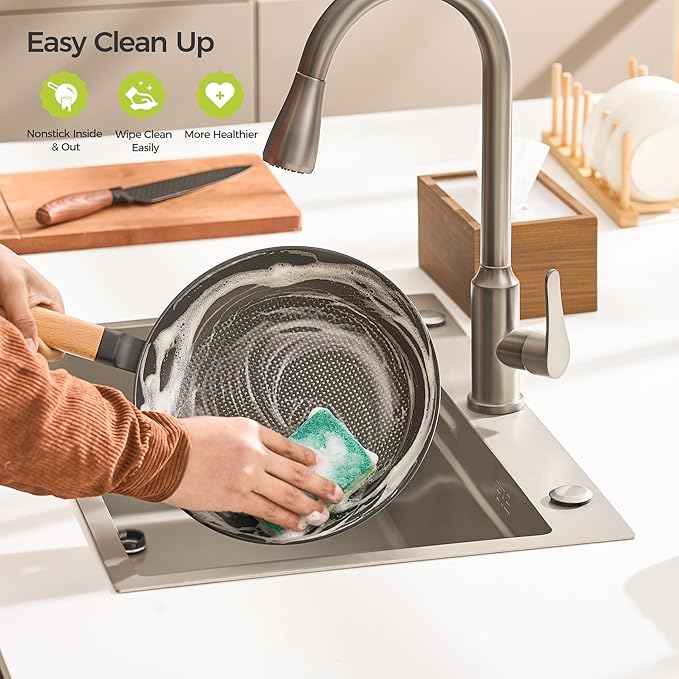 YUTANN Nonstick Frying Pan, 8 inch Enameled Cast Iron Pan Kitchen Healthy Egg Fry Pan Omelette with Detachable Handle, Lightweight Pre-seasoned Cast Iron Skillet, Dishwasher & Oven Safe