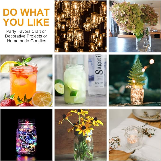 SPANLA Mason Jars 8 oz, 24 Pack Canning jars 8 oz Jelly Jars With Regular Lids and Bands, Half Pint Glass Jars Ideal for Jam, Honey, Wedding Favors, Shower Favors