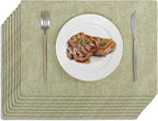 Softalker Vinyl Placemats Set of 8 - Faux Leather Heat Resistant Place Mats, 100% Waterproof Oilproof Wipe Clean Table Mats for Indoor & Outdoor Use, 17’’×12’’, Grass Green