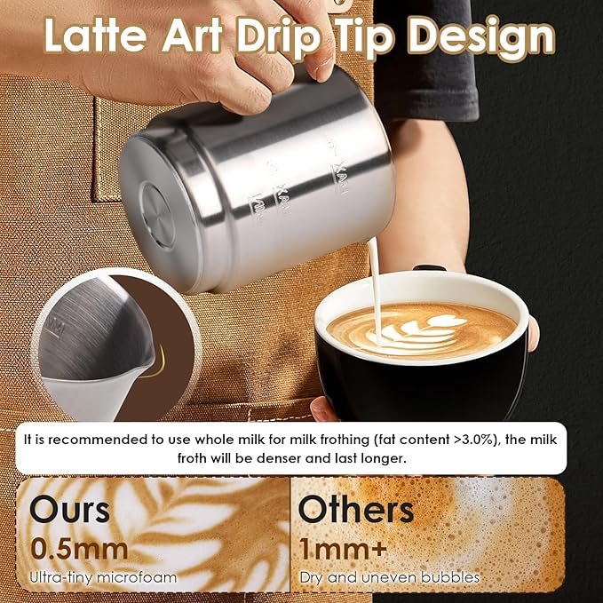 Milk Frother and Steamer, 16.9 OZ Milk Frother for Coffee, 4 in 1 Frother Separable Easy to Use and Clean, Durable Safe Silent Working for Coffee, Latte, Cappuccino Hot Chocolate, White