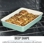 Martha Stewart Gallen 13 x 9 Inch Rectangular Nonstick Carbon Steel Cake/Baking Pan- Teal