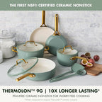 GreenPan Nonstick Reserve Pro 10 Piece Cookware Set, NSF Certified Ceramic, Hard Anodized PFAS-Free Pots & Pans Set with Lids, Stainless Steel Handles, Oven & Dishwasher Safe, Moss Green