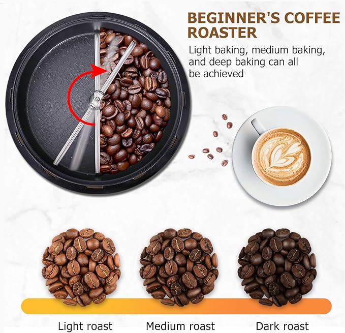 JIAWANSHUN Coffee Roaster Upgraded Electric Coffee Bean Roaster 1.1lb Coffee Roaster for Home Use,0-240℃ Temperature Adjust&Timer 110-120V