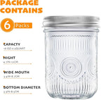 Amzcku 16oz vintage Mason Jars with Lids, Wide Mouth Canning Jar, Safe For Storage, Canning, Pickling, Preserving, Fermenting, DIY Crafts & Decor 6 Pack