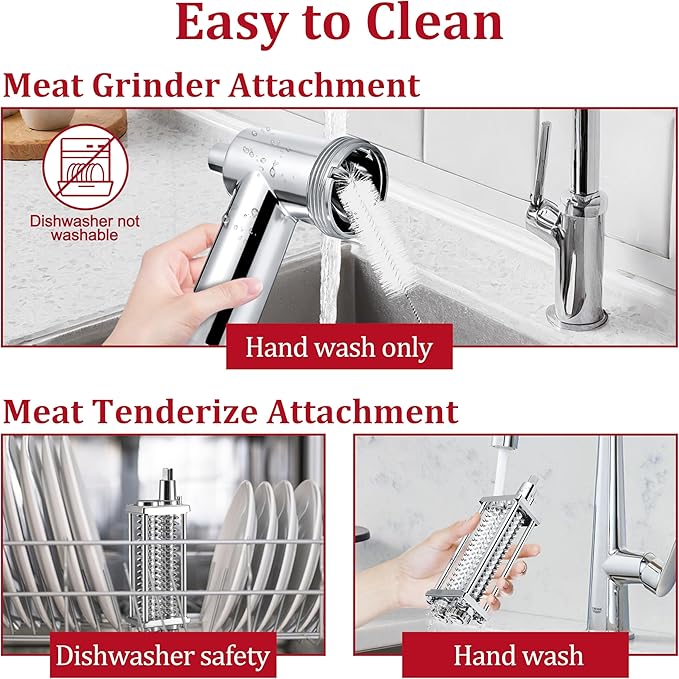 Meat Grinder Attachment and Meat Tenderizer Stapler Tool Compatible with All Kitchen Aid Stand Mixer Models Food Processing Accessories