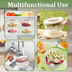 2 in 1 Draining and Preservation Basket,1QT(1000ML) Multipurpose Drain Basket with Lid & Foldable Handle,Fruit Strainer Container for Fridge Freshness,Outdoor Picnics