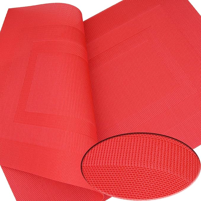 PIGCHCY Placemats,Durable Placemats for Dining Table,Washable Woven Vinyl Kitchen Placemats Set of 4 (18 x 12 inches,Passionate Red)