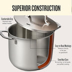 Alva Maestro 8Qt Tri-Ply Stainless Steel Stock Pot, Lid – Induction & Oven Safe, Professional Grade, Even-Heat Cooking – Non-Toxic 18/10 Steel, Dishwasher Safe, Heavy-Duty Soup Pot, Measurement Marks