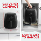 DASH Tasti-Crisp™ Electric Air Fryer Oven, 6 Qt. Family Size, Black – Compact Air Fryer with Large Basket for Healthier Food in Minutes, Ideal for Small Spaces - Auto Shut Off, Analog, 1700-Watt