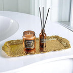 Alisveristime Small Ornate Metal Serving Tray – Ottoman Motif Decorative Tray (14.2" x 7.1", 10.8 oz) (Gold)