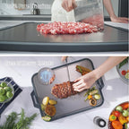 Titanium Cutting Board for Kitchen, Cutting Board Double Sided with Juice Groove, Food Grade Pure Titanium and Wood Fiber Composite, for Chopping Meat/Vegetables/Fruit Dishwasher Safe 16"×11"