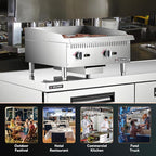 WILPREP Commercial Gas Griddle, 24 in. Gas Countertop Griddle with 2 30000 BTU U-Shaped Burners, NG LPG Compatible Flat Top Grill Hot Plate with Independent Knob Controls for Home Commercial Kitchen