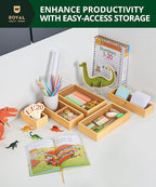 ROYAL CRAFT WOOD 5-Piece Bamboo Drawer Organizer Set – Multi-Use Storage Trays for Kitchen, Bathroom, Office, Makeup, Jewelry & More – Junk Drawer Tray, Utensil Holder, Storage Box & Bin Set (5 Boxes)