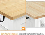 Yaheetech Kitchen Island Cart on Wheels with Bamboo Countertop, Rolling Serving Utility Trolley Cart with 3 Drawers, 3 Removable Shelves & Lockable Casters, Storage Cabinet for Dining Room, Bar, White