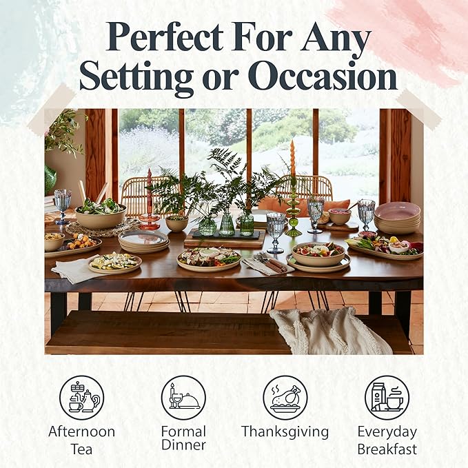 Portmeirion Minerals 8.7-Inch Low Serving Bowl, Rose Quartz - Stoneware from Recycled Clay, Handmade in Portugal, Reactive Glaze for a Unique Look, Microwave & Dishwasher Safe - Decorative Modern Bowl