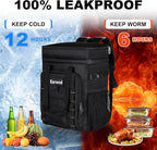 25L Insulated Cooler Backpack with Waterproof Zipper & Multi-Compartment Design Leakproof Lunch Bag for Beach, Camping, Office - Spacious Thermal Light-Weight Backpack for Men and Women-Black