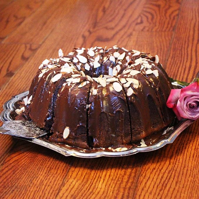 Classic Bakeware 9.5 Inch Non-stick Fluted Cake Pan,Heavy Duty Carbon Steel Tube Baking Mold Gold