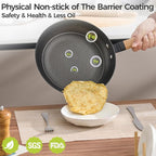 YUTANN Nonstick Frying Pan 10 inch, Ceramic Cast Iron Skillet, Lightweight Pre-seasoned Cast Iron Pan with Detachable Handle, Dishwasher & Oven Safe, Free of PFAS and PFOA