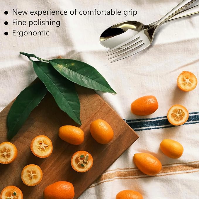 18/10 20-Piece Silverware Set, Glossy Flatware Set Stainless Steel, Modern Cutlery Set, Service for 4, Mirror Finish Dishwasher Safe