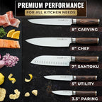 Cutluxe 5-Piece Chef Knife Set – Ultra Sharp Japanese Kitchen Knives, High Carbon Stainless Steel Blades, Full Tang Pakkawood Handles – Shinobi Series
