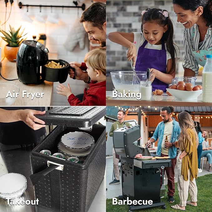 CURTA 50 Pack 7" Disposable Aluminum Foil Pans with Paper Lids | Great for Broiling, Baking, Storage, Roasting, Takeout, Air Fryer