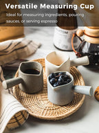 Espresso Measuring Cup, Ceramic Espresso Cup Double Spouts Expresso Shots Cup with Handle, Espresso Accessories, 3 Oz/ 90 Ml, White