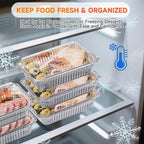 Aluminum Pans with Clear Lids - 50 Pack 2.25LB Capacity Disposable Pans with Plastic Dome Lids, 8.5”x6” Heavy Duty Tin Foil Pans for Cake Baking, Cooking, Heating, Storing, Prepping Food