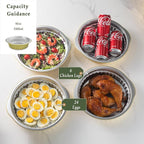 10.5" Aluminum Foil Pans with Integrated Handles and Snap-On Lids (10 pcs) | 2X Thickness Heavy-Duty Reusable Tin for Baking and Cooking