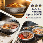 Fit Meal Prep 100 Pack 9” Round Aluminum Foil Pans with Lids, Pie Tins Disposable 9 inch with Lids, Take Out Containers, Freezer Oven Safe Aluminum Baking Pans for Storing, Cooking, Storage, Reheating