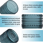 Hobnail Drinking Glasses Set of 6, Vintage Colored Glassware 11oz, Beverage Glass Cups for Water, Juice, Cocktail (Blue)