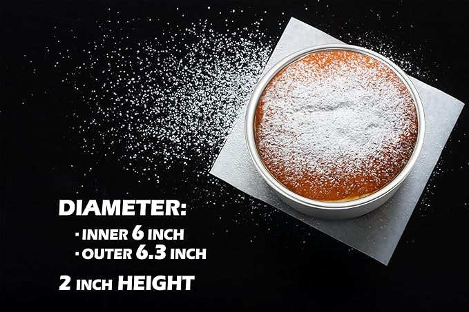 Leonyo 4 Pack 6Inch Round Cake Pans, Stainless Steel Circle Layer Cake Baking Pans Set, Metal Round Baking Tins for Wedding Party, Dishwasher Oven Safe