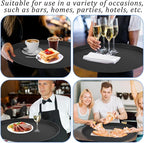6 Pcs 24 Inch x 29 Inch Large Restaurant Serving Trays, Black PP Plastic Non Slip Tray,Oval Plastic Food Serving Tray with Raised Edges for Home Kitchen Restaurant Cafeterias Fast Food Service