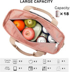 Weitars Lunch Bag for Women Work,Insulated Lunch Box Extra Large Lunch Tote Bag,Wide-Open Tote Cooler Bag With Removable Shoulder Strap with Side Pocket,Lunchbag For Picnic Hiking Beach