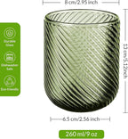 Joeyan Vintage Small Drinking Glasses,Green Ribbed Embossed Colored Water Glasses Tumbler Cups,Glassware for Beverages Cocktail Whisky Beer Juice,9 oz,Set of 4,Dishwasher Safe