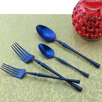 Gugrida Unique & Beautiful Flatware Set - 5 Piece Iridescent Silverware Sets | 18/10 Stainless Steel Reusable Cutlery Set | Blue Utensils Service For 1 with Dessert Fork, Knife, Spoon, Dinner Fork