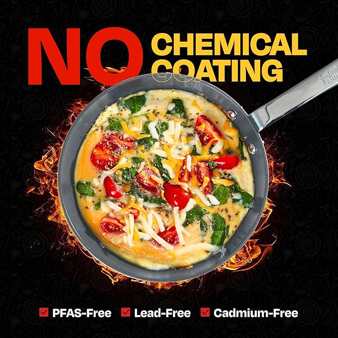 Guy Fieri's Flavortown 15-Piece Ceramic Cookware Set, Nonstick Pots and Pans for Cooking, Easy-Clean Kitchen Cookware, Made without PFAS PTFE PFOA, Induction Compatible, Oven & Dishwasher Safe, Red