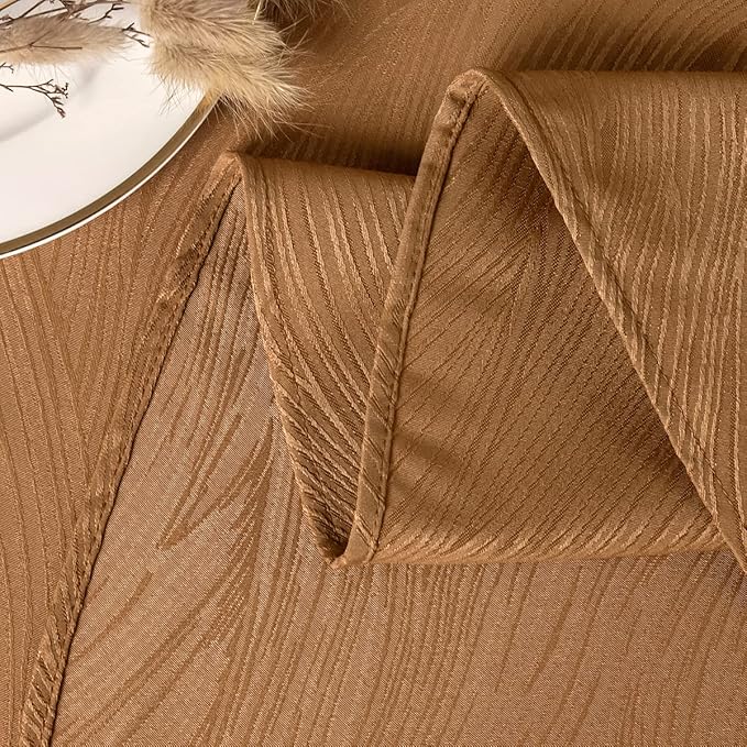 maxmill Harvest Round Swirl Design Table Cloth Waterproof Wrinkle Free Heavy Weight Soft Tablecloth for Fall Thanksgiving Dinning Circular Table Cover Decoration Round 70 Inch, Fall Leaf