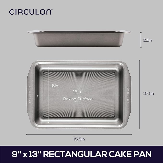 Circulon Nonstick Bakeware Rectangle Baking Pan / Cake Pan, 9 Inch x 13 Inch, Gray